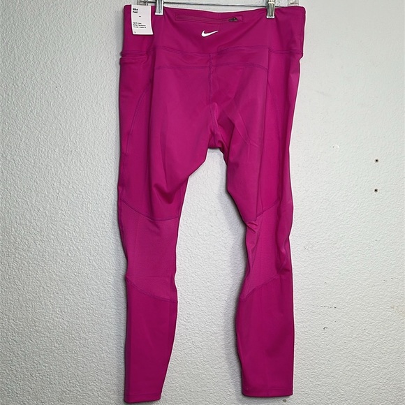 Nike Fast Dri Fit Tight Fit Mid Rise 7/8 Length Leggings Pink XLarge $70 NWT - Picture 5 of 16